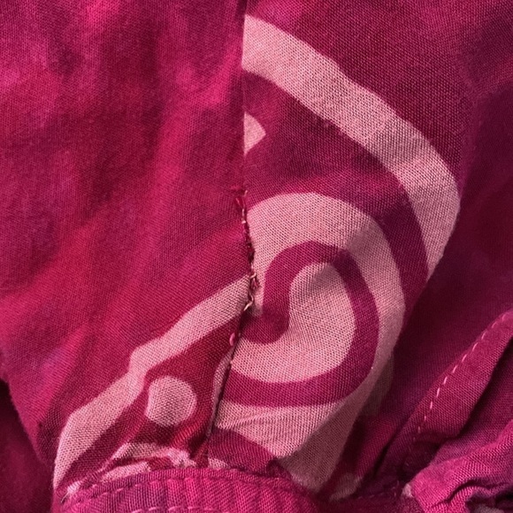 SIS Rayon Button down Tunic Blouse Womens plus Sz 3X Magenta Boho Lagenlook - Picture 7 of 8